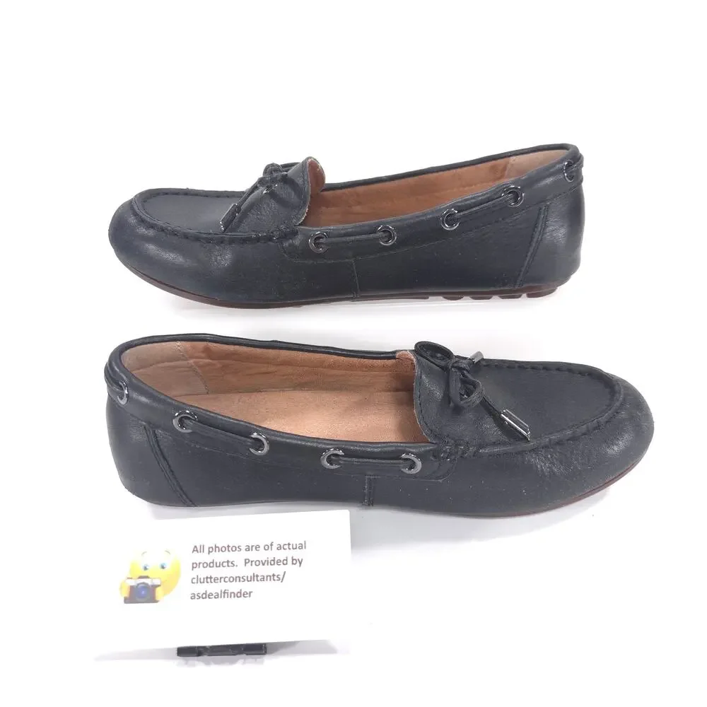 Vionic Virginia Leather Driving Moccasin Flat Womens Size 6.5 TVW5282 Black